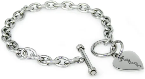 Vista 42 de Pulsera y Collar con Dijes de Símbolos de Corazón de Acero Inoxidable Solo pulsera de plata