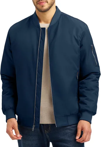 Vista 7 de Rdruko Chaquetas bomber para hombre, diseño de cebolla, acolchadas, cortavientos, con cremallera, 4 bolsillos, impermeables, de satén, para vuelo