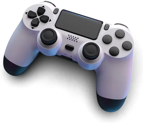 Vista 6 de MOVONE Controlador inalámbrico de doble vibración para PS4SlimPro, compatible con consola PS4 (blanco)