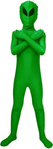 Vista 23 de Aniler Disfraz de Halloween de elastano para niños de 6 a 16 años, body de animal para cosplay, overol para niñas Negro