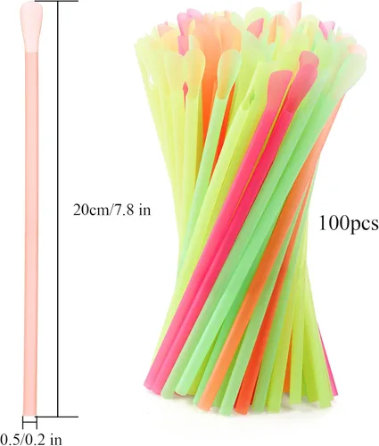 Vista 3 de ZENFUN 200 tazas de cono de nieve de flores coloridas con pajitas de cuchara (8 onzas)