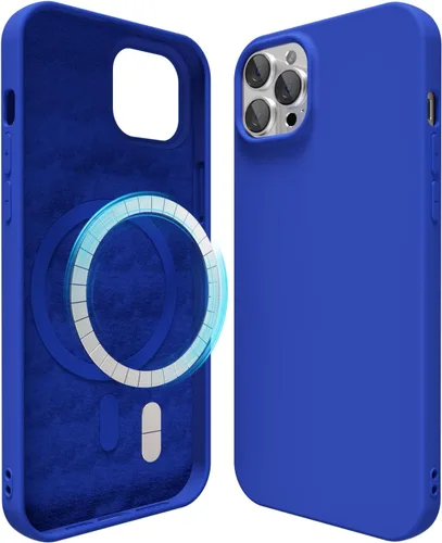 Vista 207 de oakxco Funda de silicona para iPhone 12 Pro Max, magnética, compatible con carga inalámbrica Magsafe, cubierta protectora de goma suave y delgada