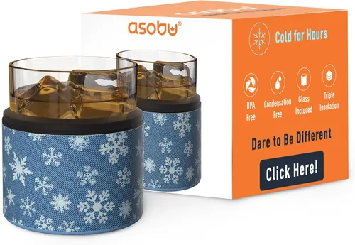 Vista 11 de asobu Vaso de whisky con funda aislada de acero inoxidable, 10.5 onzas (Rosa Aqua)