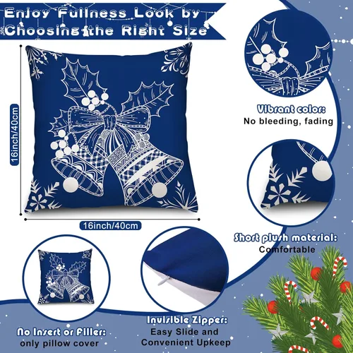 Vista 2 de Tatuo 6 fundas de almohada navideñas fundas de cojín decoración funda de almohada navideña decoración navideña funda de almohada decorativa