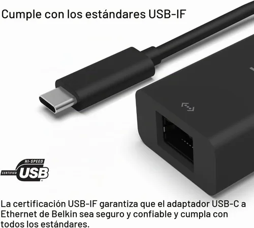 Vista 7 de Belkin Adaptador Ethernet USB tipo C a 2.5 Gb, certificado USB-IF Thunderbolt 3 y 4/USB-C a LAN adaptador de red compatible con MacBook Pro/Air