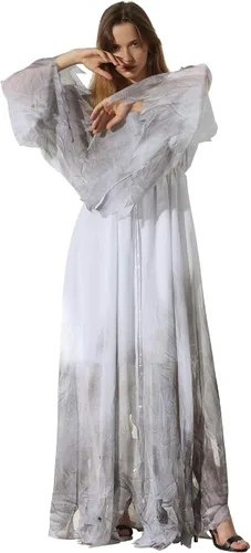 Vista 2 de EraSpooky - Disfraz de fantasma gótico estilo victoriano color blanco