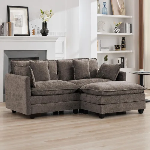 Vista 92 de Sofá modular en forma de nube de 113 pulgadas, sofás de asiento profundo de gran tamaño para sala de estar, sofá modular tapizado de chenilla