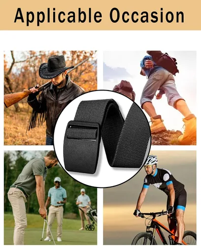 Vista 5 de Cinturón de nylon libre de metal para hombres correa militar extensible web con hebilla de plástico