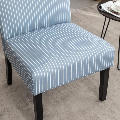 Vista 8 de Roundhill Furniture Botticelli - Silla tapizada con diseño de rayas azules