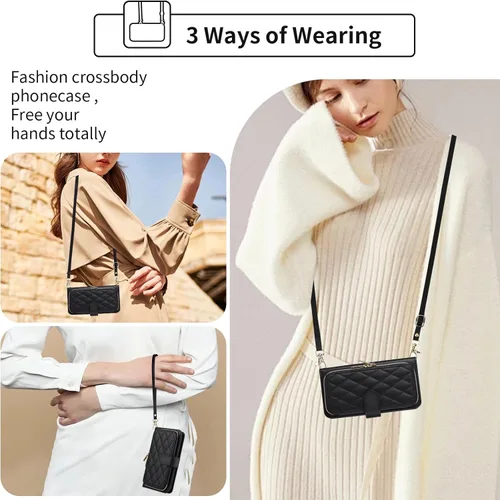 Vista 8 de Funda de Cartera para Samsung Galaxy S20 FE 5G de 6.5 Pulgadas con Correa para Muñeca, Billetera con Cremallera y más de 9 Ranuras para Tarjetas