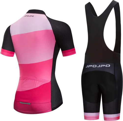 Vista 48 de Camiseta de ciclismo para mujer + pantalones cortos acolchados de manga corta para ciclismo, ropa de bicicleta