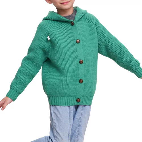 Vista 2 de Suéter tipo cárdigan con capucha para niños y niñas