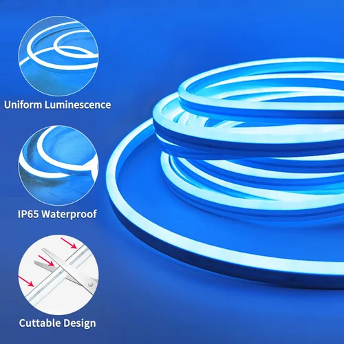 Vista 6 de Luces de Cuerda LED de Neón de 50 Pies Sincronización Musical IP65 Impermeable Flexible Luces de Cuerda LED Control Remoto de 40 Teclas/APP, Luces
