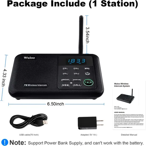 Vista 7 de Ampliable para Wuloo Intercomunicadores inalámbricos para el hogar WL888, rango de 1 milla 22 canales 100 código digital