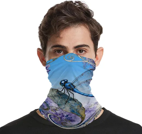 Vista 4 de Sun UV Protection Neck Gaiter Upf 50+ Balaclava Ski Dragonfly Jacaranda Leaf Face Mask Summer Face Cover Scarf Breathable Bandana for Fishing