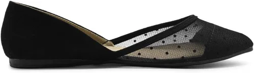 Vista 5 de Ollio Zapatos de mujer de gamuza sintética, diseño floral, malla de encaje, transpirables, punta puntiaguda, zapatos planos de ballet F90