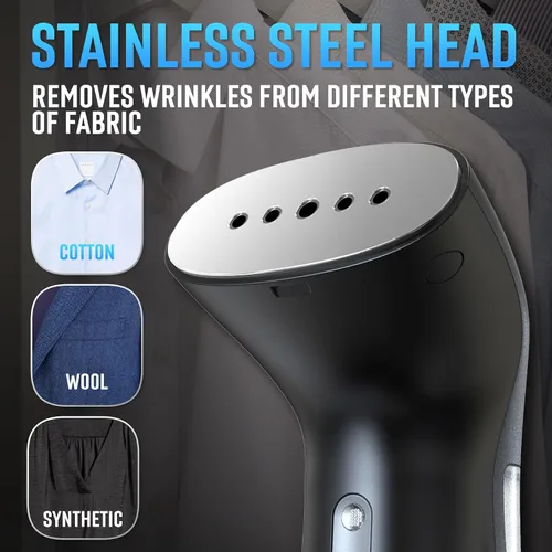 Vista 5 de Vaporizador para ropa para Europa 220 V, vaporizador portátil de mano para ropa, cabezal de vapor de metal, calentamiento de 25 segundos, sistema
