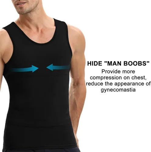 Vista 4 de Lgtfy Camisetas de compresión para hombre de ginecomastia, camiseta sin mangas adelgazante, camisetas con control de abdomen, cambio en segundos