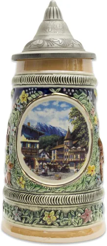 Vista 9 de Descenso de la visualización en Alemania Esencia de Europa Regalos e.h.g. Collectible cerveza de cerámica con tapa de metal