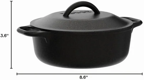 Vista 9 de Lodge - Horno holandés de hierro fundido con asa de bucle, apto para horno, 2 cuartos de galón