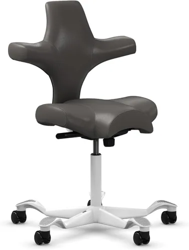 Vista 25 de HAG Capisco Silla de escritorio estándar ajustable, marco negro, asiento negro de vinilo ónix
