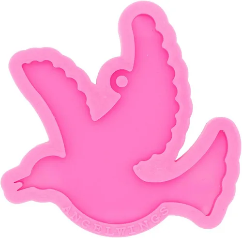 Vista 5 de Llavero de silicona brillante con forma de pájaro brillante con agujero para bricolaje de pájaros voladores, collar de caramelo, joyería epoxi
