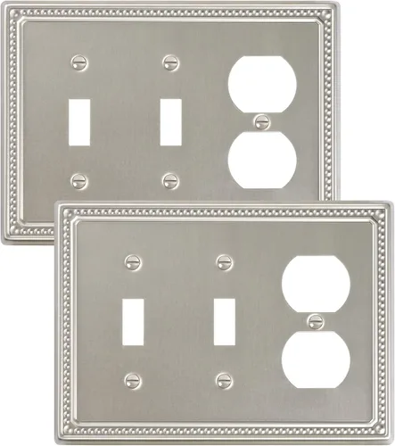 Vista 83 de Paquete de 2 cubiertas de placa de interruptor de luz de doble palanca, cubiertas decorativas de placa de doble interruptor Pearls, placa de pared