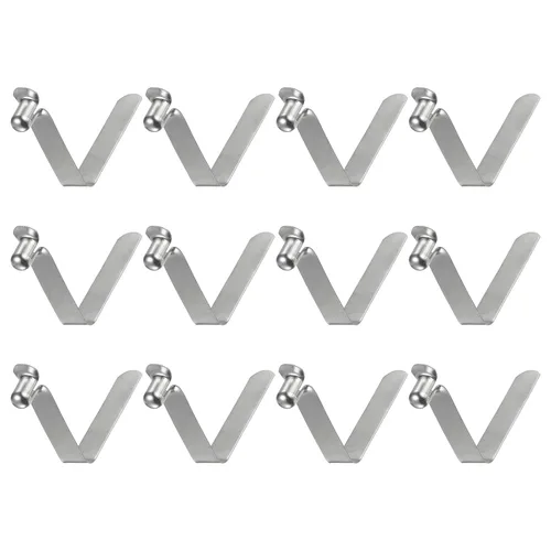 Vista 8 de HARFINGTON 12 unids botón único kayak paleta broche resorte clip 0.630x0.220 in 65Mn resorte acero en forma de V hueco elevación telescópica tubo