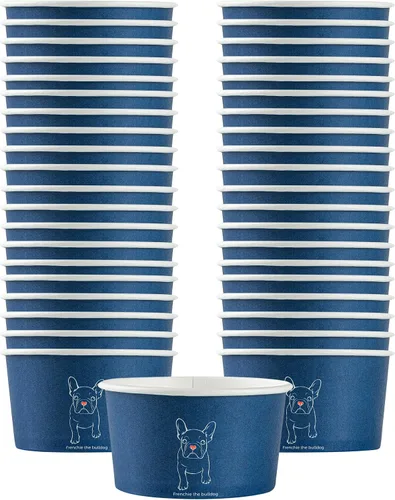 Vista 105 de Restaurantware Coppetta - Vasos de postre de 3 onzas, 50 tazas desechables para helado, tapas se venden por separado, cuencos de papel a cuadros