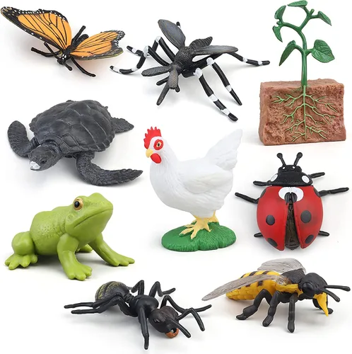 Vista 6 de Figuras del Ciclo de Vida de Animales Montessori con Tarjetas Flash, Juguetes de Figuritas de Animales Realistas, Juego Educativo de Emparejamiento