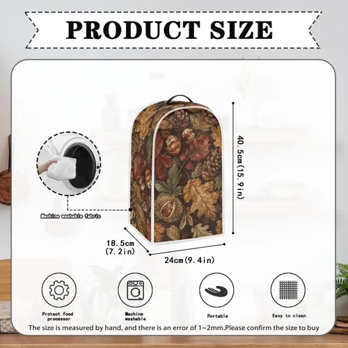 Vista 6 de Talayituse Cubierta antipolvo para licuadora con estampado de nueces, cubierta de protección de huellas dactilares para batidora de pie o máquina