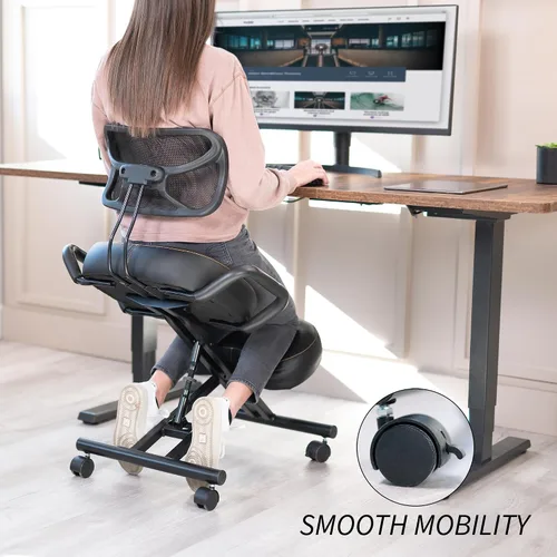 Vista 8 de DRAGONN by VIVO DN-CH-K02B - Silla ergonómica arrodillada con soporte para el respaldo, taburete ajustable para el hogar y la oficina con asiento