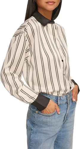 Vista 2 de Karl Lagerfeld Paris Blusa de rayas oversize para mujer