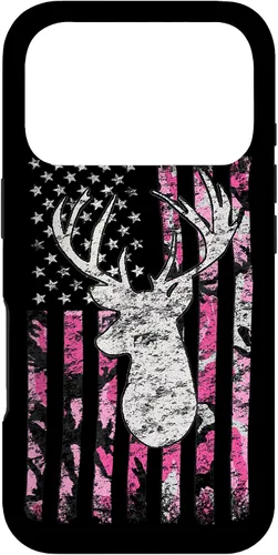 Vista 30 de Pink Camo American Flag Deer Hunter Women's Hunting Case for iPhone 17