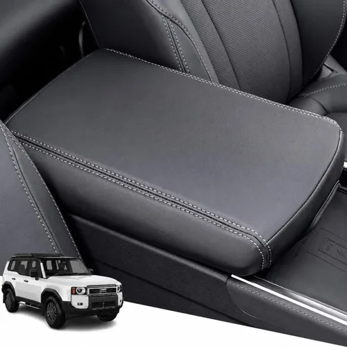Vista 135 de Great-luck Funda de cuero para consola central, almohadilla para reposabrazos, accesorios de cubierta de caja (costuras rojas) para BMW X1 2023 2024