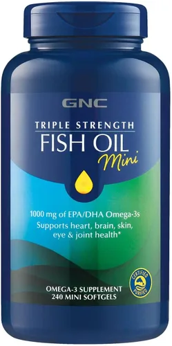 Vista 7 de GNC Suplemento de aceite de pescado de triple fuerza, mini Omega 3, 1000 mg de EPA y DHA, apoya la salud del corazón, el cerebro, la piel, los ojos