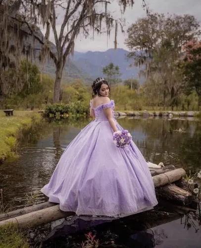 Vista 3 de Youjiayi Vestidos de quinceañera florales 3D para mujer, vestidos largos de tul hinchados, vestidos de baile de graduación con hombros descubiertos