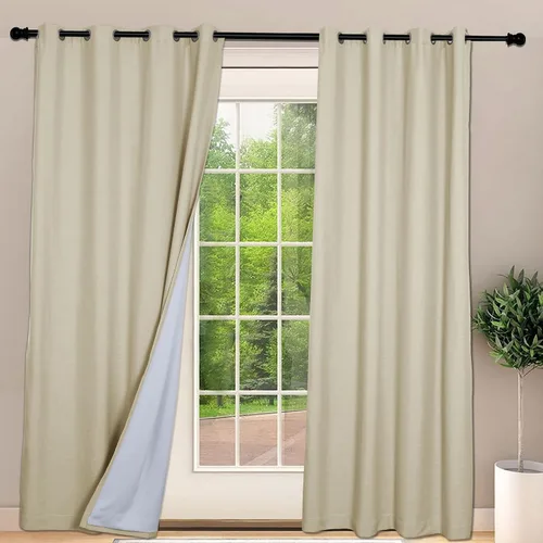 Vista 12 de Frelement Cortinas opacas extralargas de 108 pulgadas de largo, para sala de estar, cortinas de lino con bloqueo de luz, cortinas con aislamiento