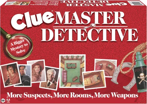Vista 2 de Clue Master Detective con armas de metal de tono latón de gran tamaño por Winning Moves Games USA, el juego de Clue más grande jamás creado
