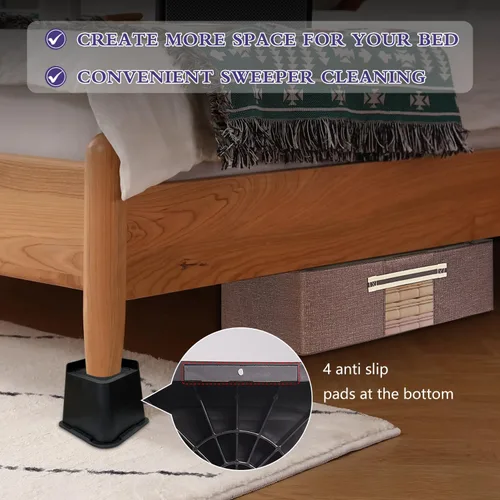 Vista 5 de Elevadores de cama de 5 pulgadas, elevadores de sofá en forma de L, elevadores de cama resistentes, elevadores de muebles de gran tamaño para patas