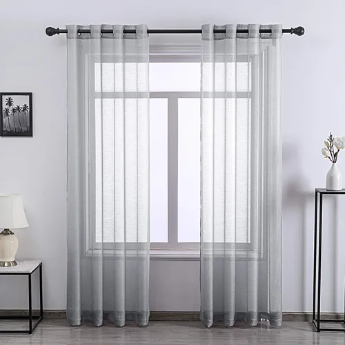 Vista 15 de DONREN 2 paneles de cortina de voile semitransparentes texturizados para ventana de cocina, pequeñas ventanas cortas, cortinas suaves de lujo