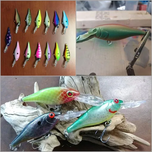Vista 5 de 10 Señuelo en Blanco sin Pintar Minnow Crankbait de Agua Superior sin Labios Jerkbait Señuelos de Pesca