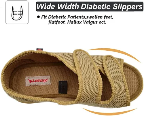 Vista 3 de W&LESVAGO Sandalias diabéticas para mujer, ancho ajustable para artritis y edema zapatos MS7008