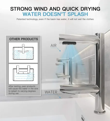 Vista 6 de AIKE Grifo Air Tap Secador de Manos de Alta Velocidad Lavado+Seco Modelo AK7130, Cromo "F"TAP Series,Wash and Dry,Standard Height for Most