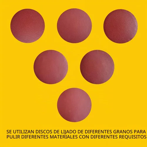 Vista 4 de 60 PCS discos de lijado de óxido de aluminio PSA de 5 pulgadas sin agujero, autoadhesivo (10 de cada uno de 60 100 150 180 240 400 grano) marrón