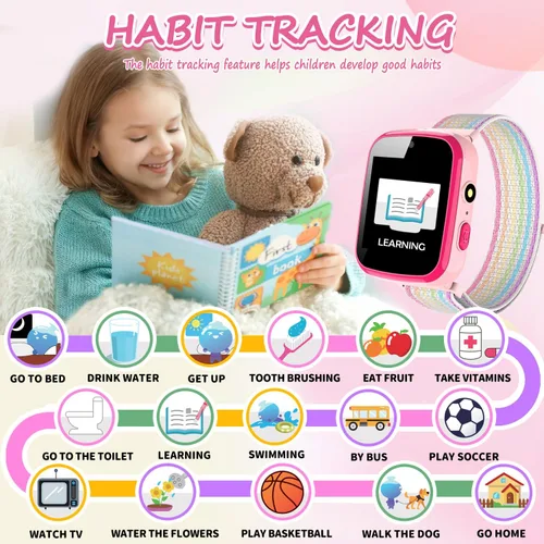 Vista 3 de Vakzovy Reloj inteligente para niños, regalo para niñas de 6 a 8 años, con cámara de video, música, audiolibros, relojes para niñas de 8 a 10 años