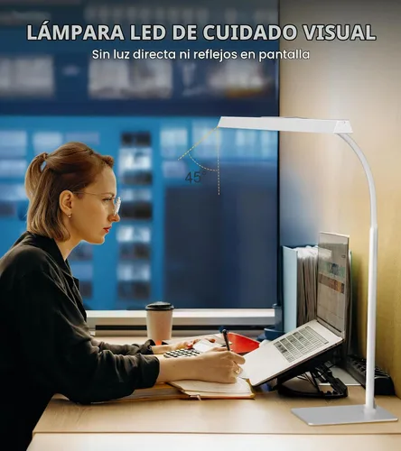 Vista 3 de Lámpara de escritorio LED para oficina en casa con base, luz de escritorio Blanco