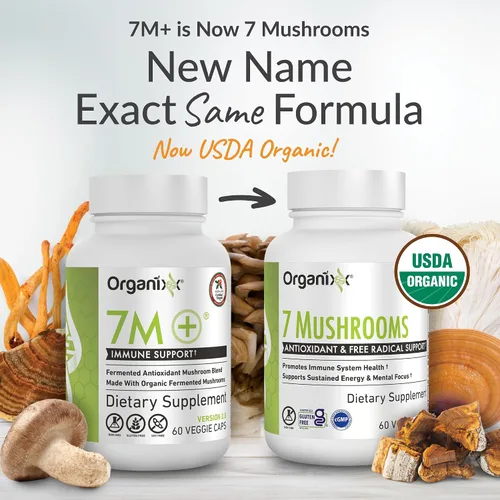 Vista 2 de Organixx USDA Organic Mushroom Supplement, 7 Fermented Mushrooms – Lions Mane, Shiitake, Cordyceps, Turkey Tail, Reishi – for Immune & Digestion