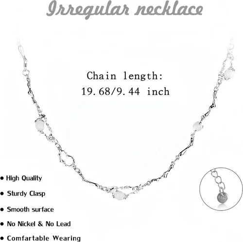 Vista 68 de Y2k - Collar irregular con dije de estrella, piedra de luna, diseño de cadena de moda, joyería de plata picante para mujer