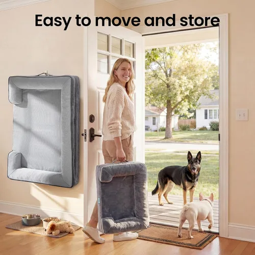 Vista 8 de OhGeni Cama ortopédica refrescante para perro, sofá refrescante para mascotas grandes con espuma viscoelástica, lavable a máquina, funda extraíble